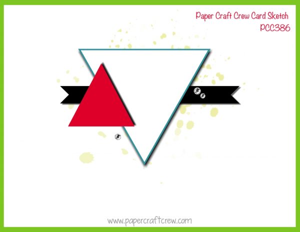 Horizontal Sketch featuring a large upside down triangle with a smaller triangle overlapping on the left with a banner behind the triangles.