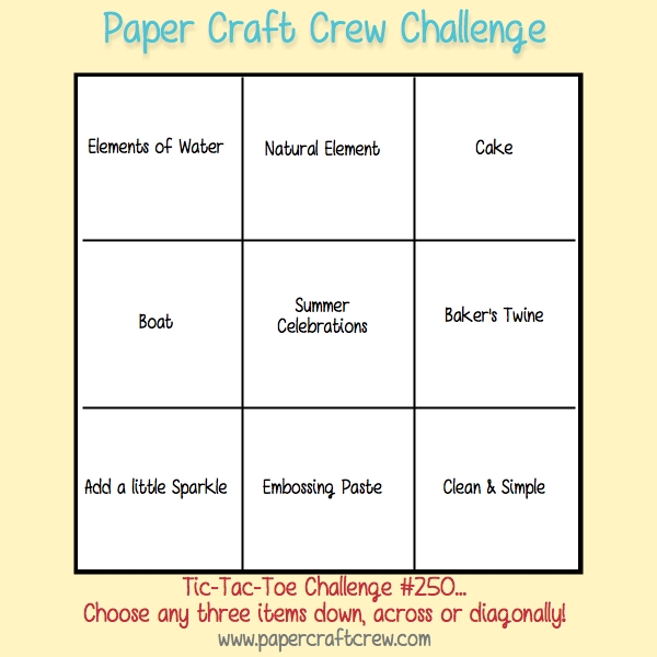 TWO WEEK Challenge being played.  Join the Paper Craft Crew Tic Tac Toe Challenge #250.  Play along at www.papercraftcrew.com #tictactoe #pcc2017 #craft