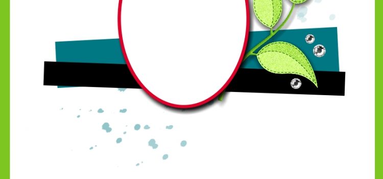 Vertical Sketch with oval centered on top third with two strips behind and a leaf with color splashes