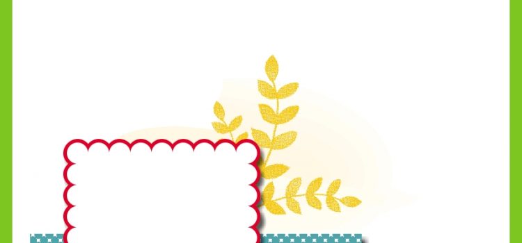 Vertical sketch with horizontal scallop rectangle placed in bottom left corner with banner behind.